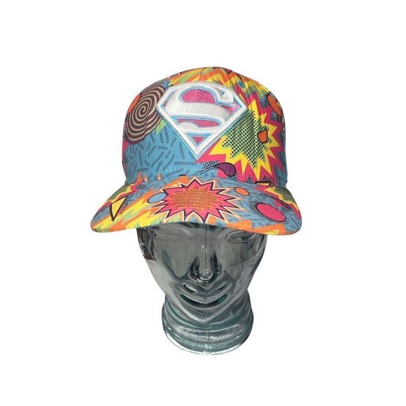 New DC Comics Superman Retro 1980s Colors Explosion Adjustable Snapback Hat - Picture 1 of 8